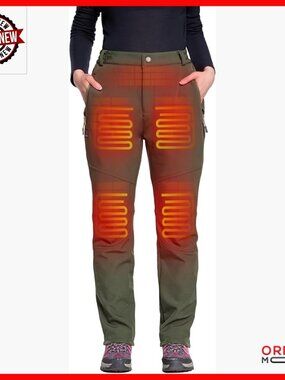 Heated Fleece Lined Pants for Women with 12V Battery Pack Outdoor Softshell